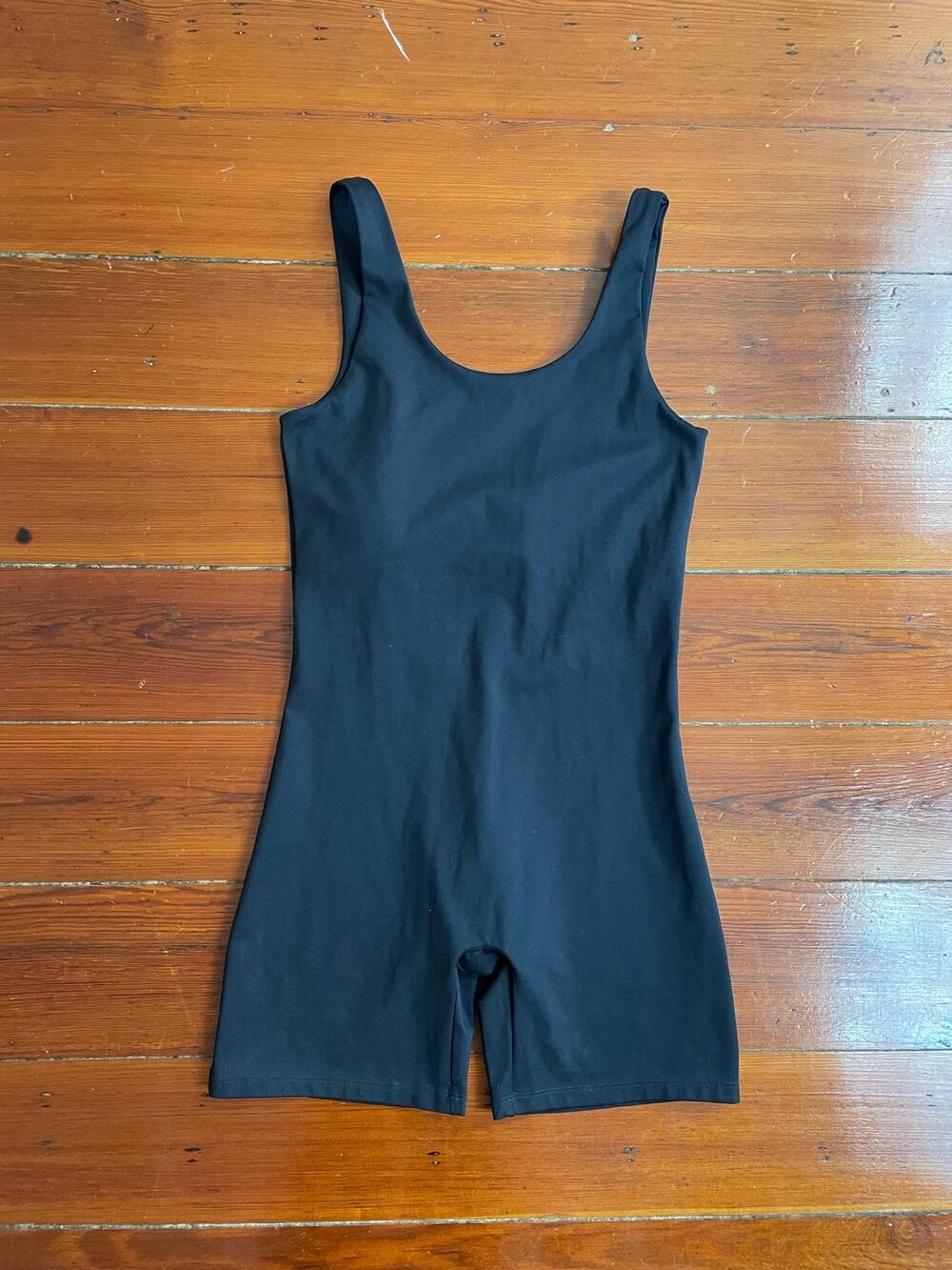 Girlfriend Collective Bike Unitard Black Medium Compressive Romper Built In Bra - Picture 1 of 11